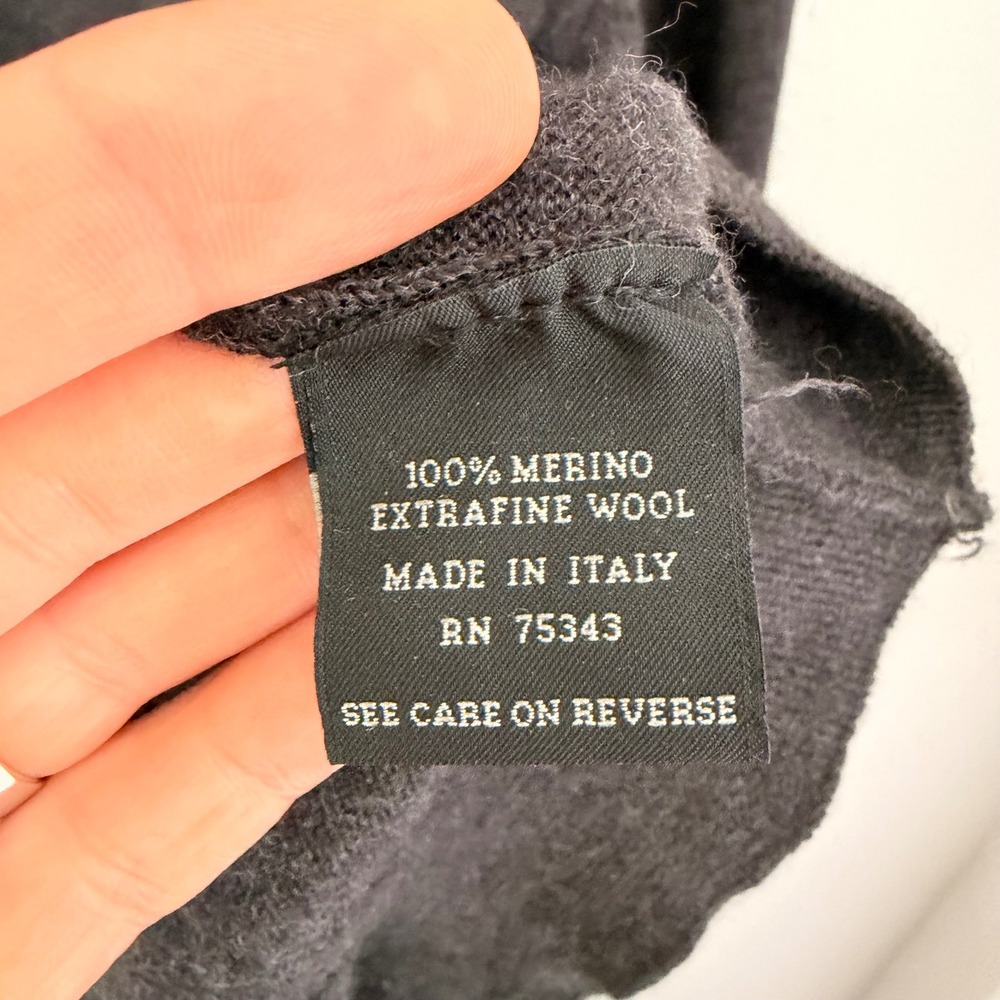 Merino Wool Made in Italy Mens Sweater (XL) Extra Fine Knit Gray Mens Layering - Picture 7 of 12